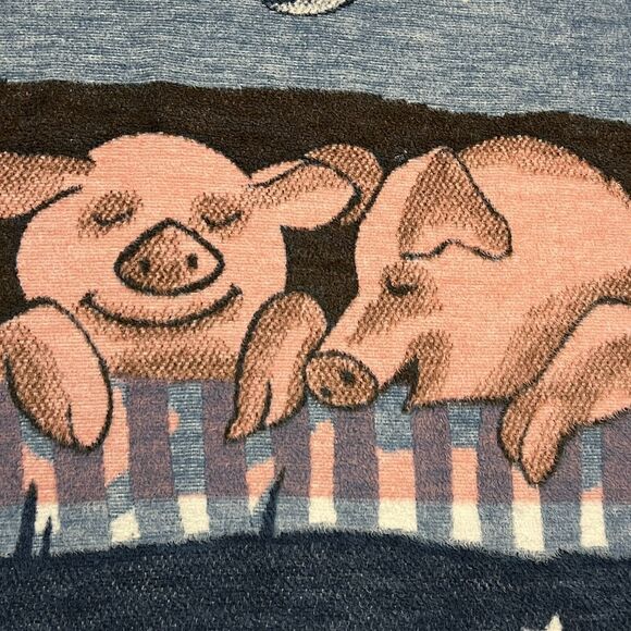Biederlack Lincomix Hog Fleece Throw Blanket 77x54" Pigs Ag Farming Pork Vintage - Picture 3 of 11